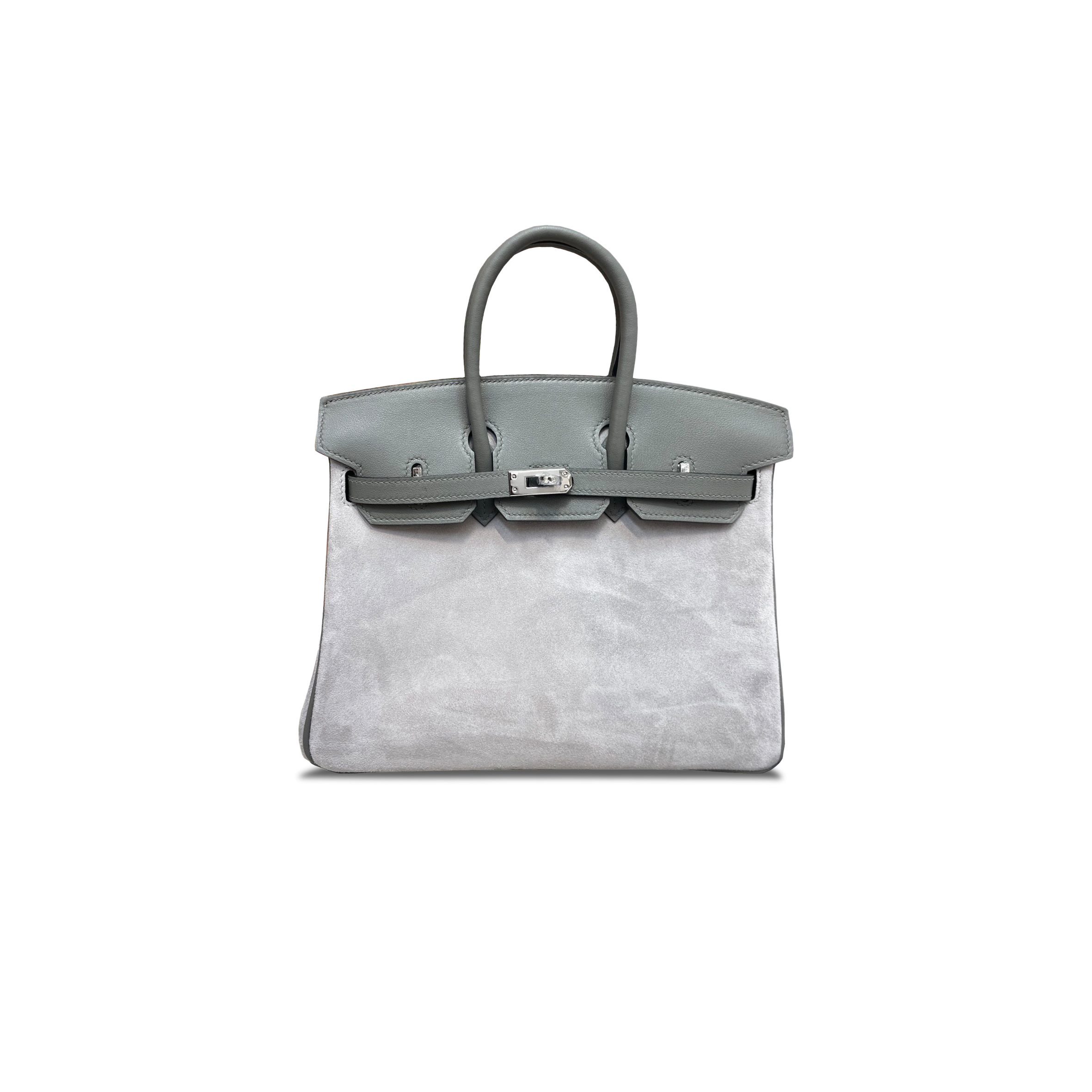 HERMÈS MASTER BIRKIN 25 CHAMOIS CUMULONIMBUS GREY SILVER BUCKLE H028369CC85 (25*20*13cm)